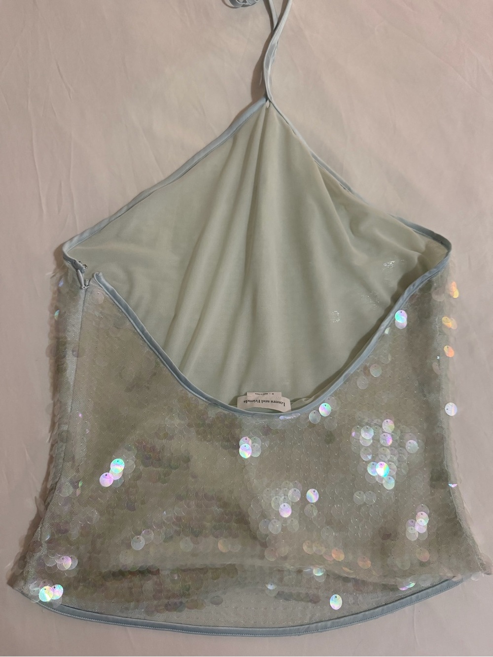 Lovers + Friends Iridescent Sequin Halter Camisole in White - Picture 6 of 9